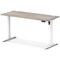 Air Lite 1400mm Slim Height Adjustable Office Desk, White Leg, Grey Oak