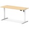 Air Lite 1400mm Slim Height Adjustable Office Desk, White Leg, Maple