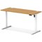 Air Lite 1400mm Slim Height Adjustable Office Desk, White Leg, Oak