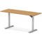 Air Lite 1600mm Slim Height Adjustable Office Desk, Silver Leg, Oak