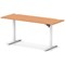Air Lite 1600mm Slim Height Adjustable Office Desk, White Leg, Beech