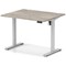 Air Lite 1000mm Height Adjustable Office Desk, Silver Leg, Grey Oak