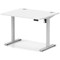 Air Lite 1000mm Height Adjustable Office Desk, Silver Leg, White