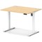 Air Lite 1000mm Height Adjustable Office Desk, White Leg, Maple