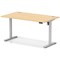 Air Lite 1400mm Height Adjustable Office Desk, Silver Leg, Maple