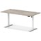 Air Lite 1600mm Height Adjustable Office Desk, White Leg, Grey Oak
