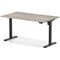 Air 1400mm Scalloped Edge Height Adjustable Desk, Black Leg, Grey Oak