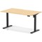 Air 1400mm Scalloped Edge Height Adjustable Desk, Black Leg, Maple