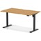 Air 1400mm Scalloped Edge Height Adjustable Desk, Black Leg, Oak