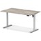 Air 1400mm Scalloped Edge Height Adjustable Desk, Silver Leg, Grey Oak