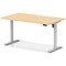 Air 1400mm Scalloped Edge Height Adjustable Desk, Silver Leg, Maple