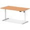 Air 1400mm Scalloped Edge Height Adjustable Desk, White Leg, Beech