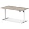 Air 1400mm Scalloped Edge Height Adjustable Desk, White Leg, Grey Oak