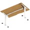Air 1400mm Scalloped Edge Height Adjustable Desk, White Leg, Oak