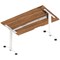 Air 1400mm Scalloped Edge Height Adjustable Desk, White Leg, Walnut