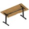 Air 1600mm Scalloped Edge Height Adjustable Desk, Black Leg, Oak