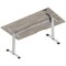 Air 1600mm Scalloped Edge Height Adjustable Desk, Silver Leg, Grey Oak