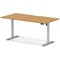 Air 1600mm Scalloped Edge Height Adjustable Desk, Silver Leg, Oak