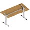 Air 1600mm Scalloped Edge Height Adjustable Desk, Silver Leg, Oak