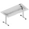 Air 1600mm Scalloped Edge Height Adjustable Desk, Silver Leg, White