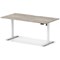 Air 1600mm Scalloped Edge Height Adjustable Desk, White Leg, Grey Oak