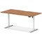 Air 1600mm Scalloped Edge Height Adjustable Desk, White Leg, Walnut