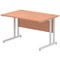 Impulse 1200mm Rectangular Desk, Silver Cantilever Leg, Beech