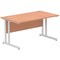 Impulse 1400mm Rectangular Desk, Silver Cantilever Leg, Beech