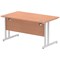 Impulse 1400mm Rectangular Desk, Silver Cantilever Leg, Beech