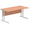 Impulse 1600mm Rectangular Desk, Silver Cantilever Leg, Beech