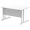 Impulse 1200mm Rectangular Desk, Silver Cantilever Leg, White