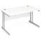 Impulse Rectangular Desk, 1400mm Wide, Silver Legs, White, Installed