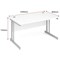 Impulse Rectangular Desk, 1400mm Wide, Silver Legs, White, Installed