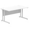 Impulse 1400mm Rectangular Desk, Silver Cantilever Leg, White