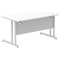 Impulse 1400mm Rectangular Desk, Silver Cantilever Leg, White
