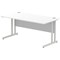 Impulse 1600mm Rectangular Desk, Silver Cantilever Leg, White Impulse 1600mm Rectangular Desk, Silver Cantilever Leg, White