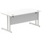 Impulse 1600mm Rectangular Desk, Silver Cantilever Leg, White Impulse 1600mm Rectangular Desk, Silver Cantilever Leg, White