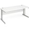 Impulse Rectangular Desk, 1800mm Wide, Silver Legs, White, Installed