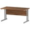 Impulse 1400mm Rectangular Desk, Silver Cantilever Leg, Walnut