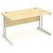 Impulse Rectangular Desk, 1400mm Wide, Silver Legs, Maple, Installed