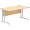Impulse 1400mm Rectangular Desk, Silver Cantilever Leg, Maple