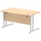 Impulse 1400mm Rectangular Desk, Silver Cantilever Leg, Maple
