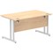 Impulse 1400mm Rectangular Desk, Silver Cantilever Leg, Maple