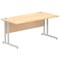Impulse 1600mm Rectangular Desk, Silver Cantilever Leg, Maple