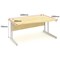 Impulse Wave Desk, Right Hand, 1600mm Wide, Silver Legs, Maple, Installed