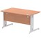 Impulse 1400mm Rectangular Desk, Silver Cable Managed Leg, Beech