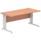 Impulse 1600mm Rectangular Desk, Silver Cable Managed Leg, Beech