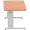 Impulse 1600mm Rectangular Desk, Silver Cable Managed Leg, Beech