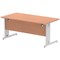 Impulse 1600mm Rectangular Desk, Silver Cable Managed Leg, Beech