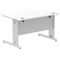 Impulse 1200mm Rectangular Desk, Silver Cable Managed Leg, White